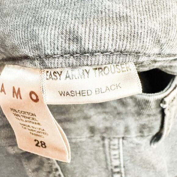 AMO Easy Army Trouser Washed Black Raw Hem Gray Denim Jeans Size 28 - Picture 8 of 9